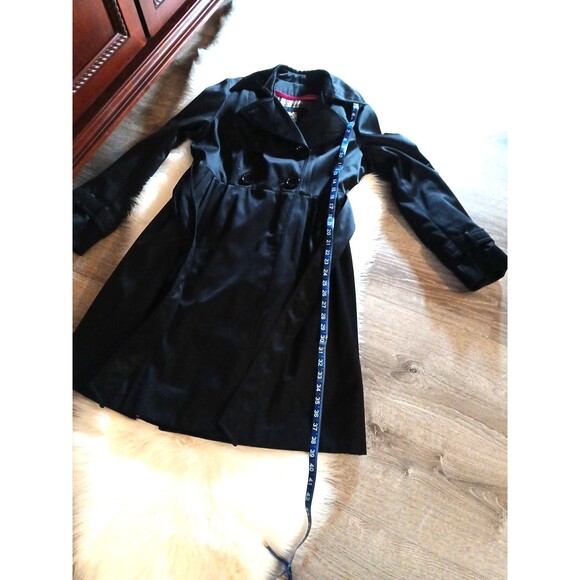 ESPRIT Women Size M Black Belted Pea Coat Wool Blend Interior Large Logo Buttons - Picture 13 of 16